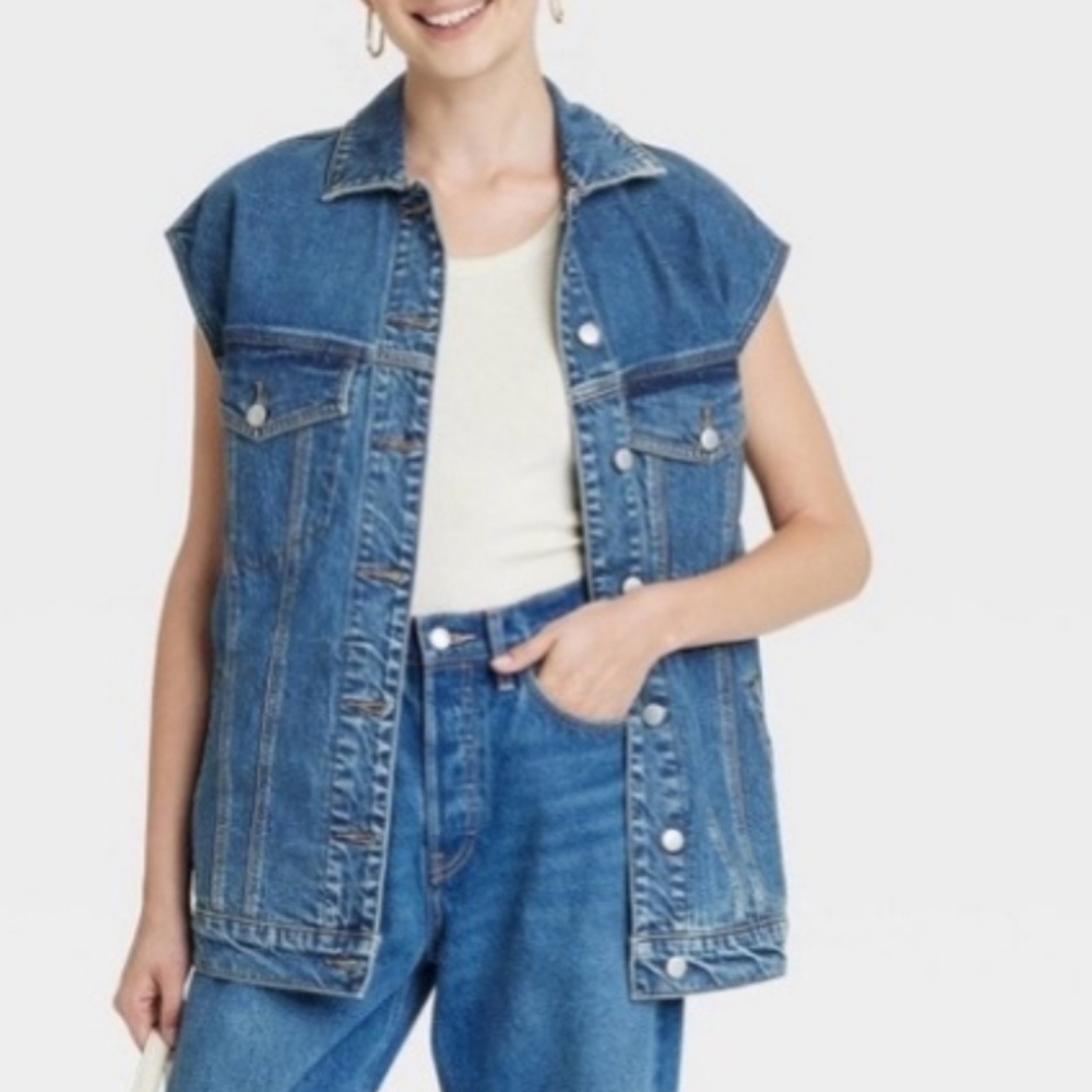 NWT Universal Thread Baggy Denim Vest Jacket Size Small
